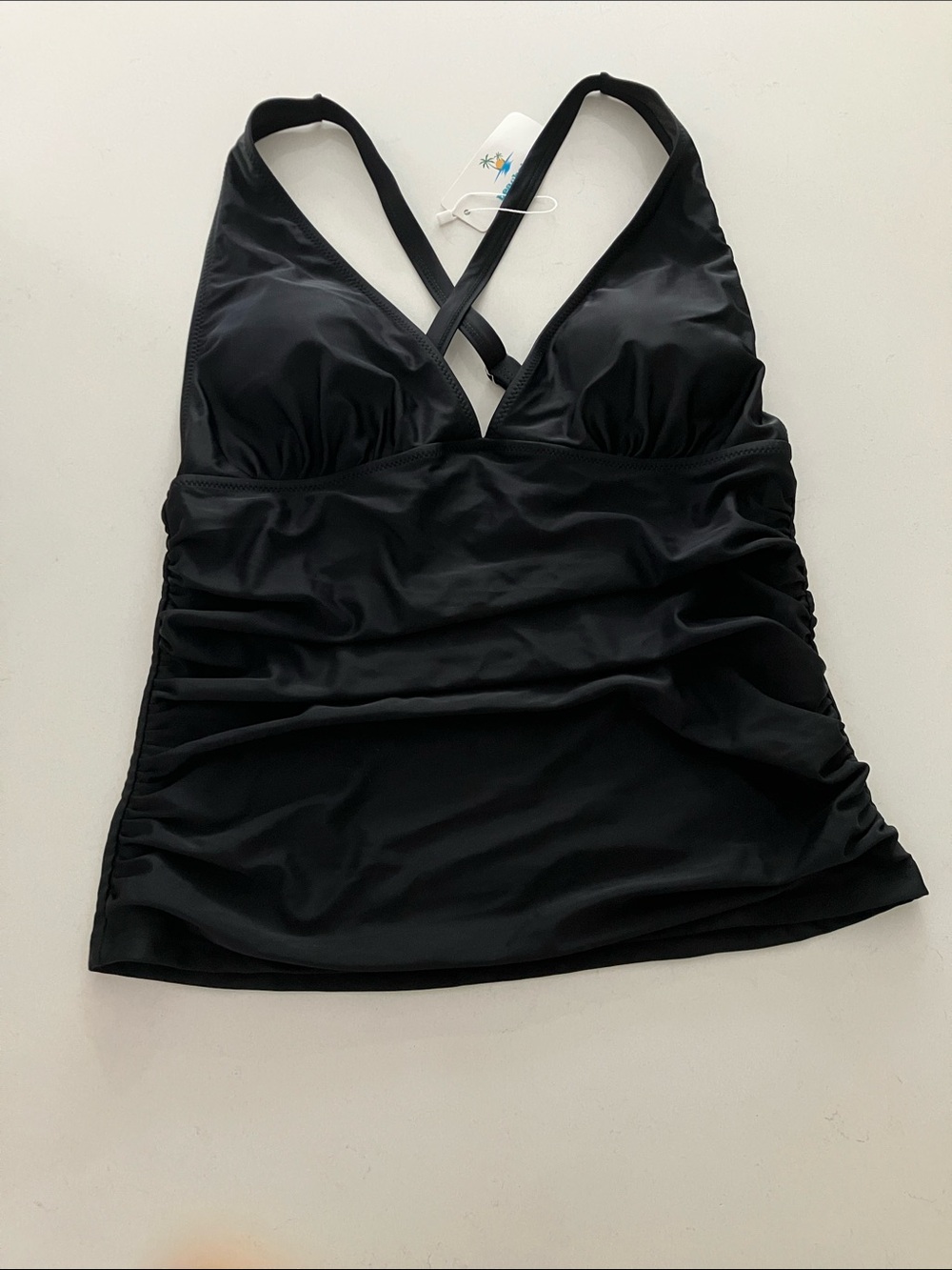 NWT Women's Black V-Neck Tankini Swim Top
